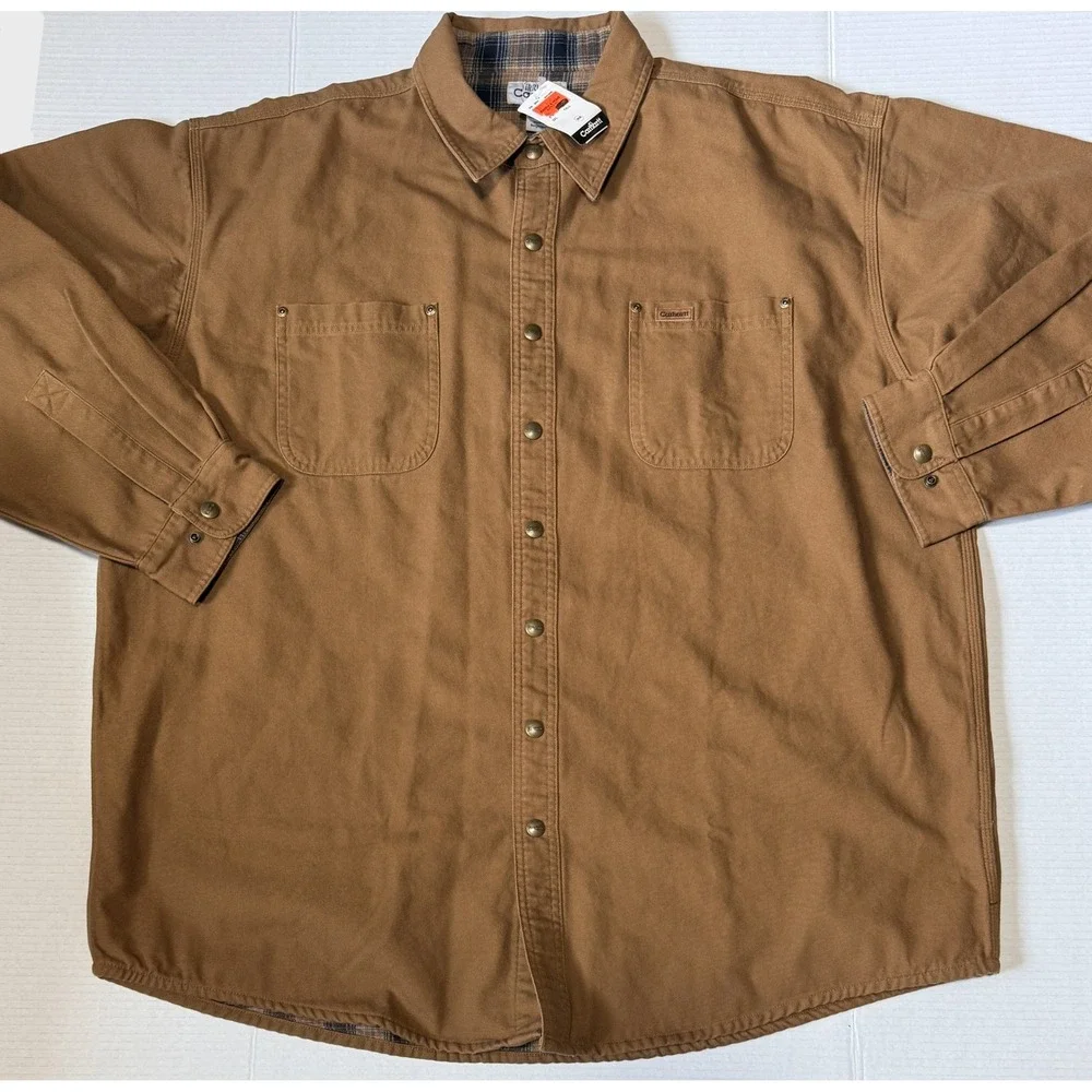 Carhartt S96BRN - Men's Shirt Jacket - Flannel Lined Canvas - 2XL Tall - NWT IRR